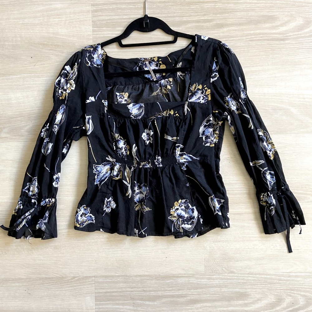 Free People Floral Baby Doll Top